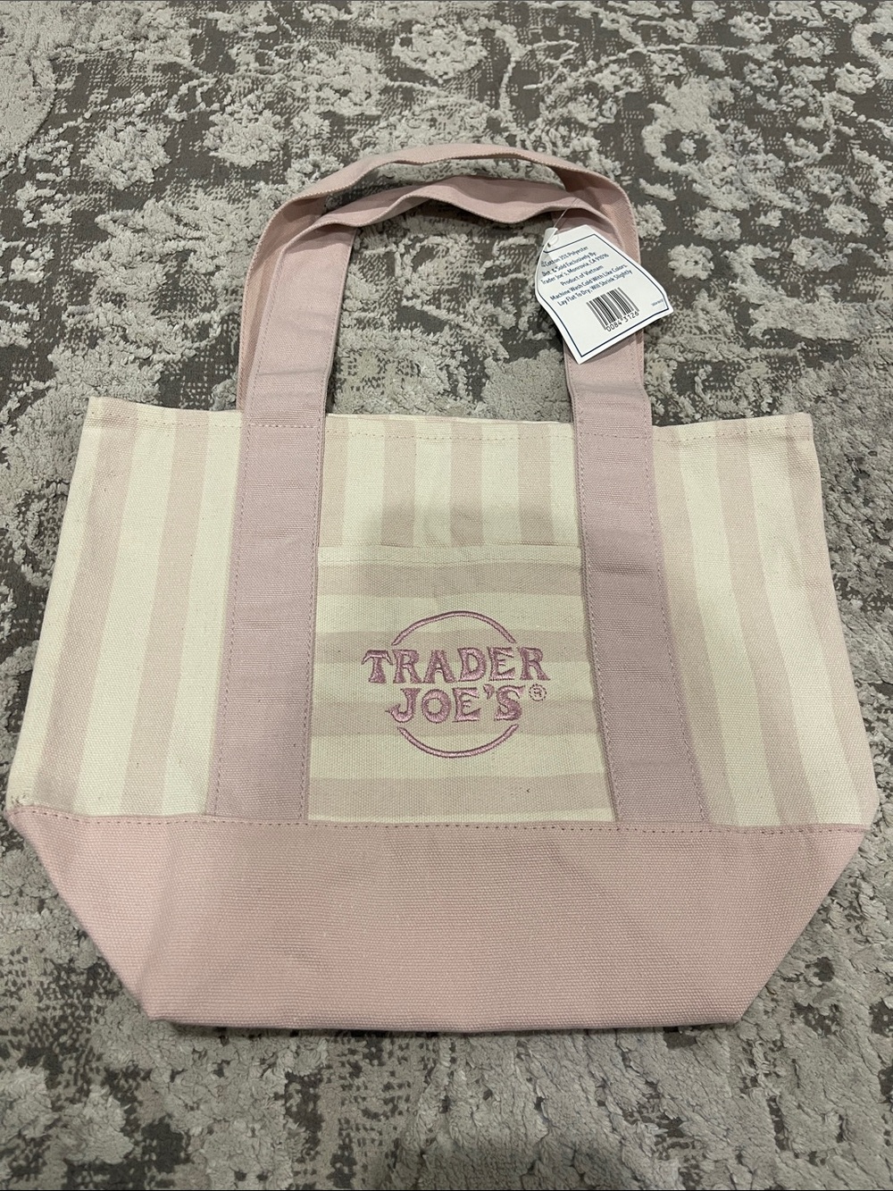 Trader Joe’s Pink Stripe Canvas Small Tote Bag